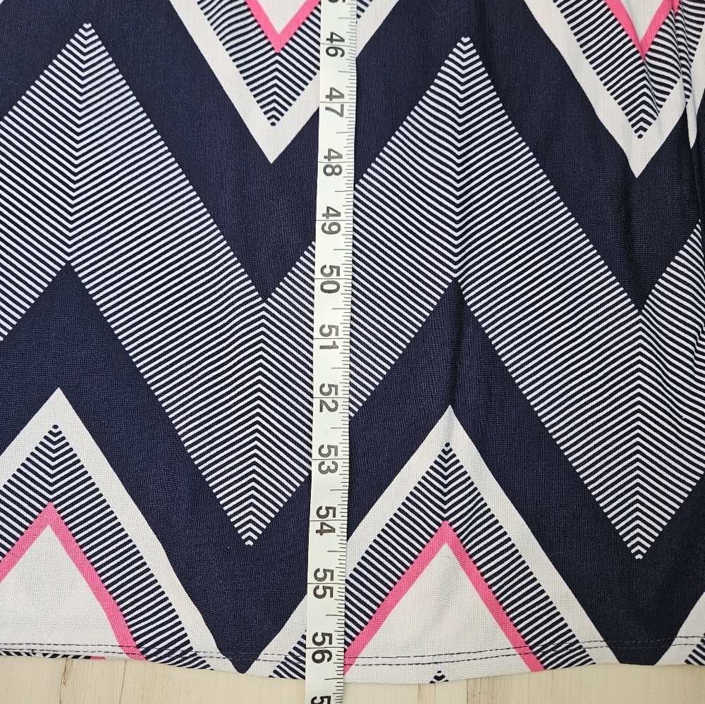 Three Pink Hearts Chevron Maxi Dress Navy Pink Boho Strappy Tank Empire Waist XS - Picture 7 of 12
